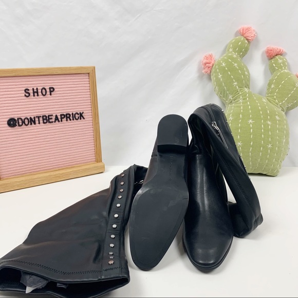 New Zara Studded Flat Stretch Boots (Sz: 8)